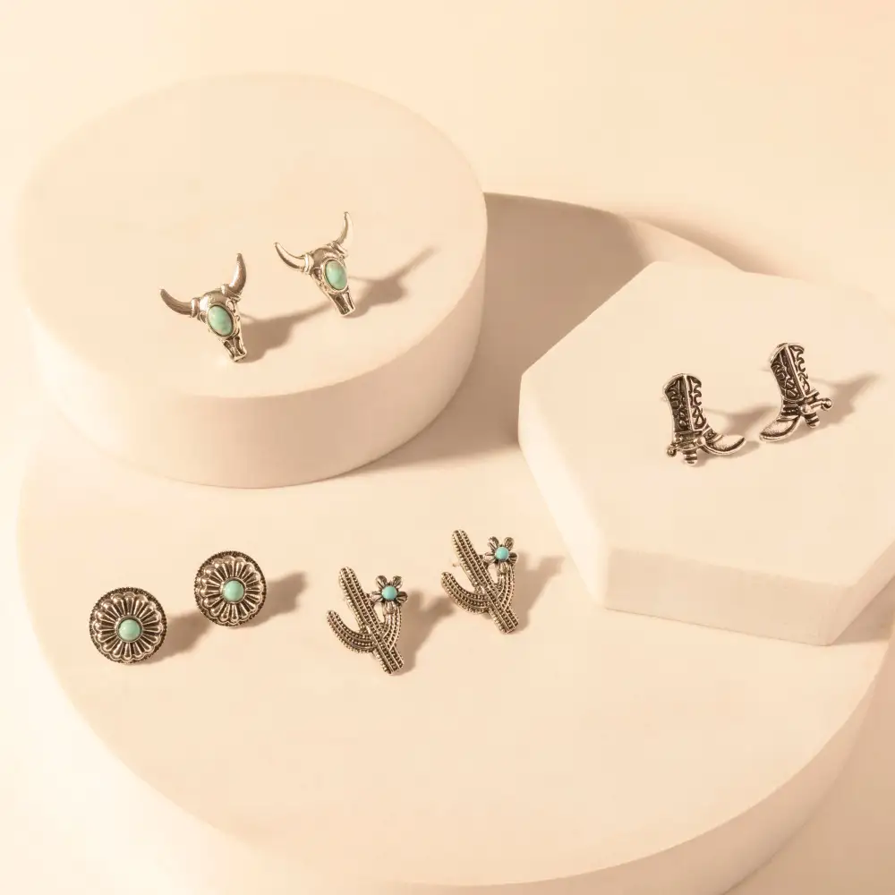Artful Stone Accent Stud Earrings Set