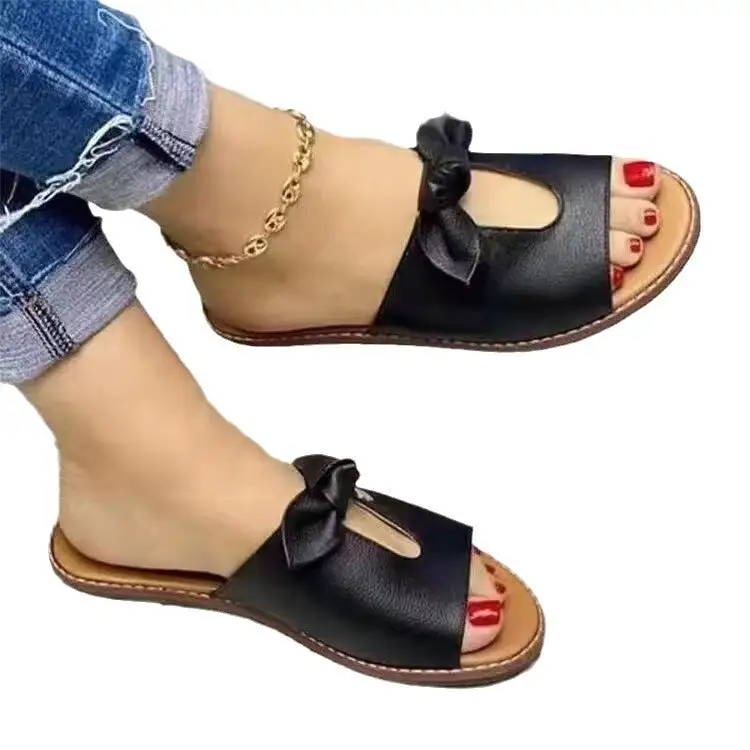 Bow Detail Slide Sandals