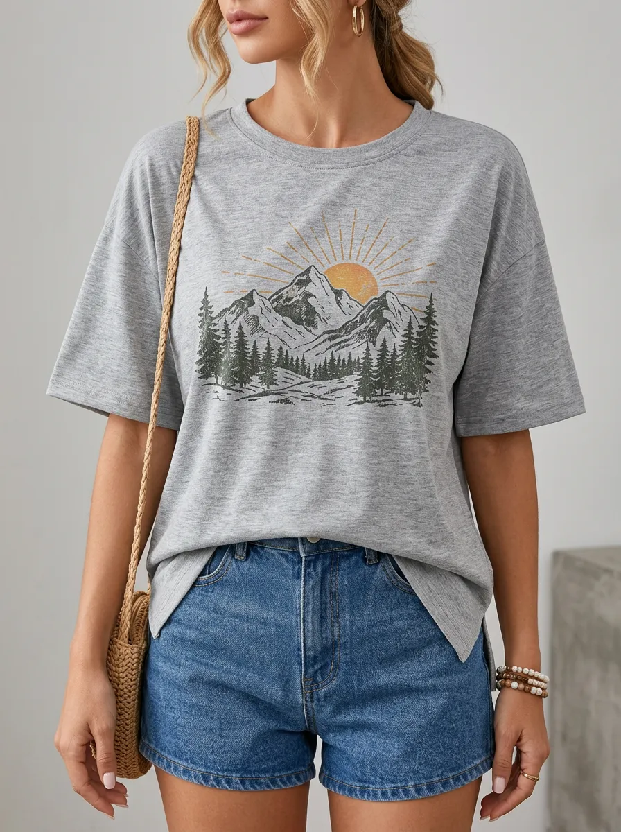 Women's Woodland Sun Mountain Graphic T-Shirt