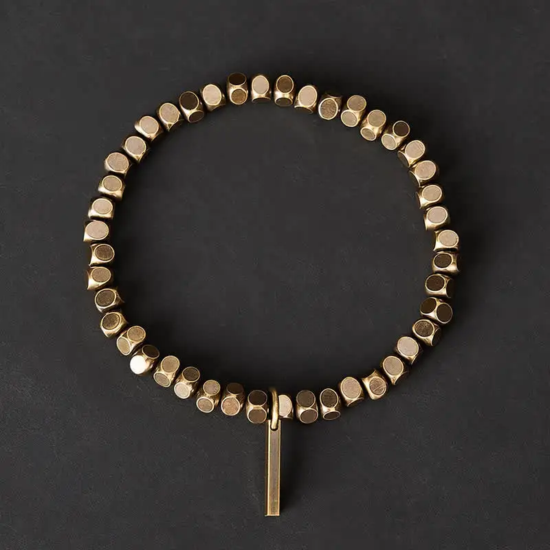 Small Square Shape Beads Brass Bracelet