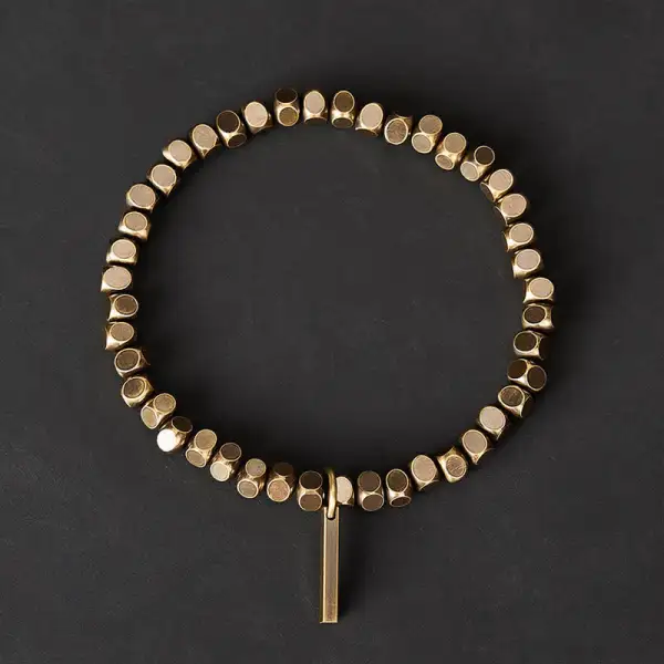 Small Square Shape Beads Brass Bracelet