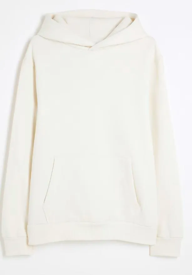 Men's Stylish Hooded White Basic Sweatshirt
