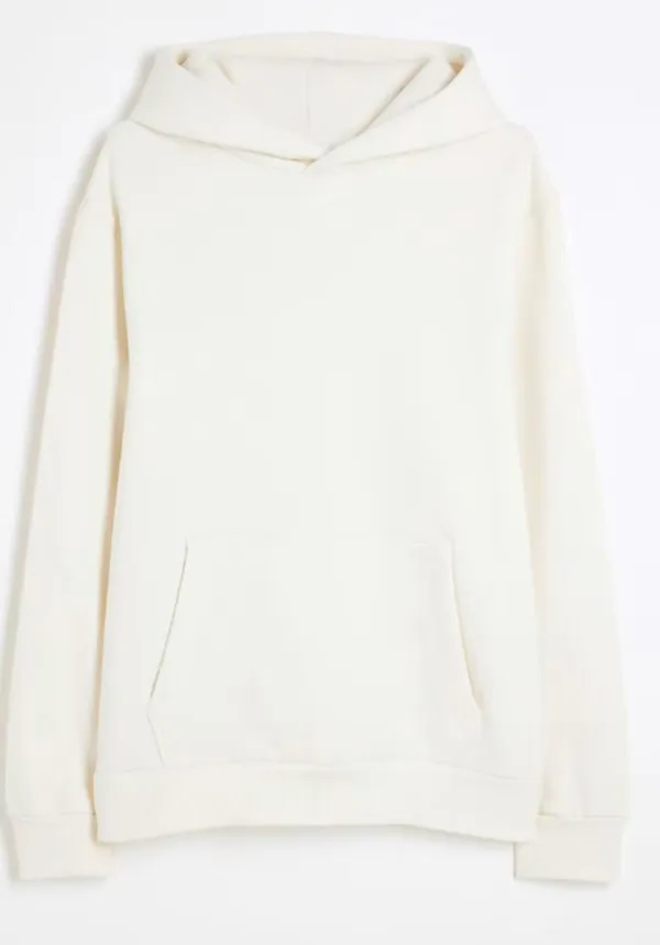 Men's Stylish Hooded White Basic Sweatshirt