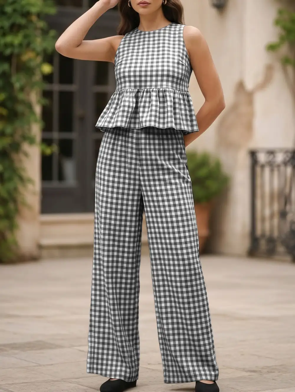 Sleeveless Top Pants Two Piece Set