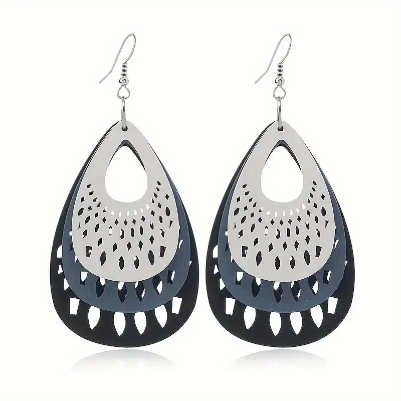 Refined Wooden Alloy Bohemian Drop Earrings