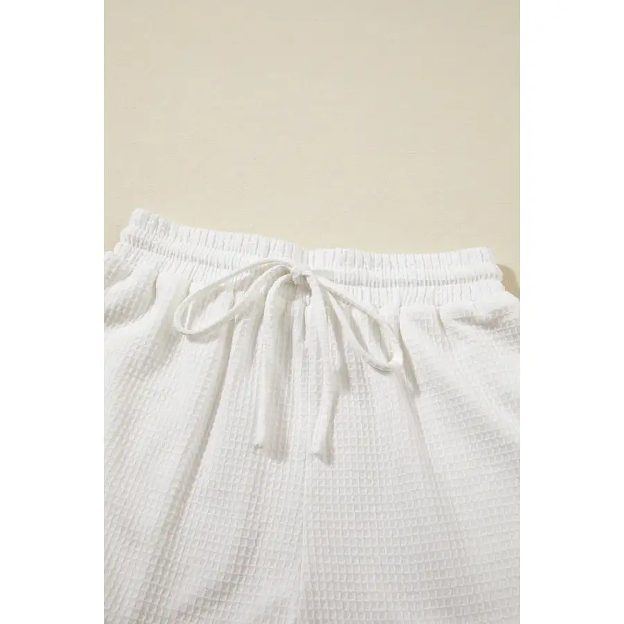Round Neck Short Sleeve Top and Drawstring Shorts Set