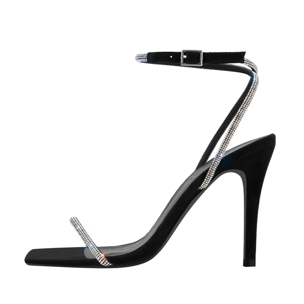 Rhinestone Ankle Strap Stiletto Sandals