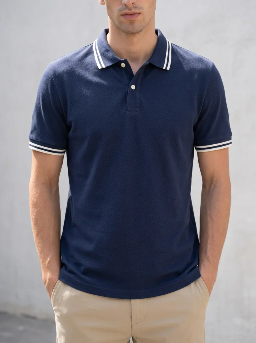 Men's Classic Everyday Striped Collar Polo Shirt