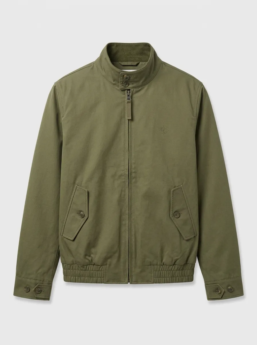 Men's Military Style Compass Logo Embroidered Harrington Jacket