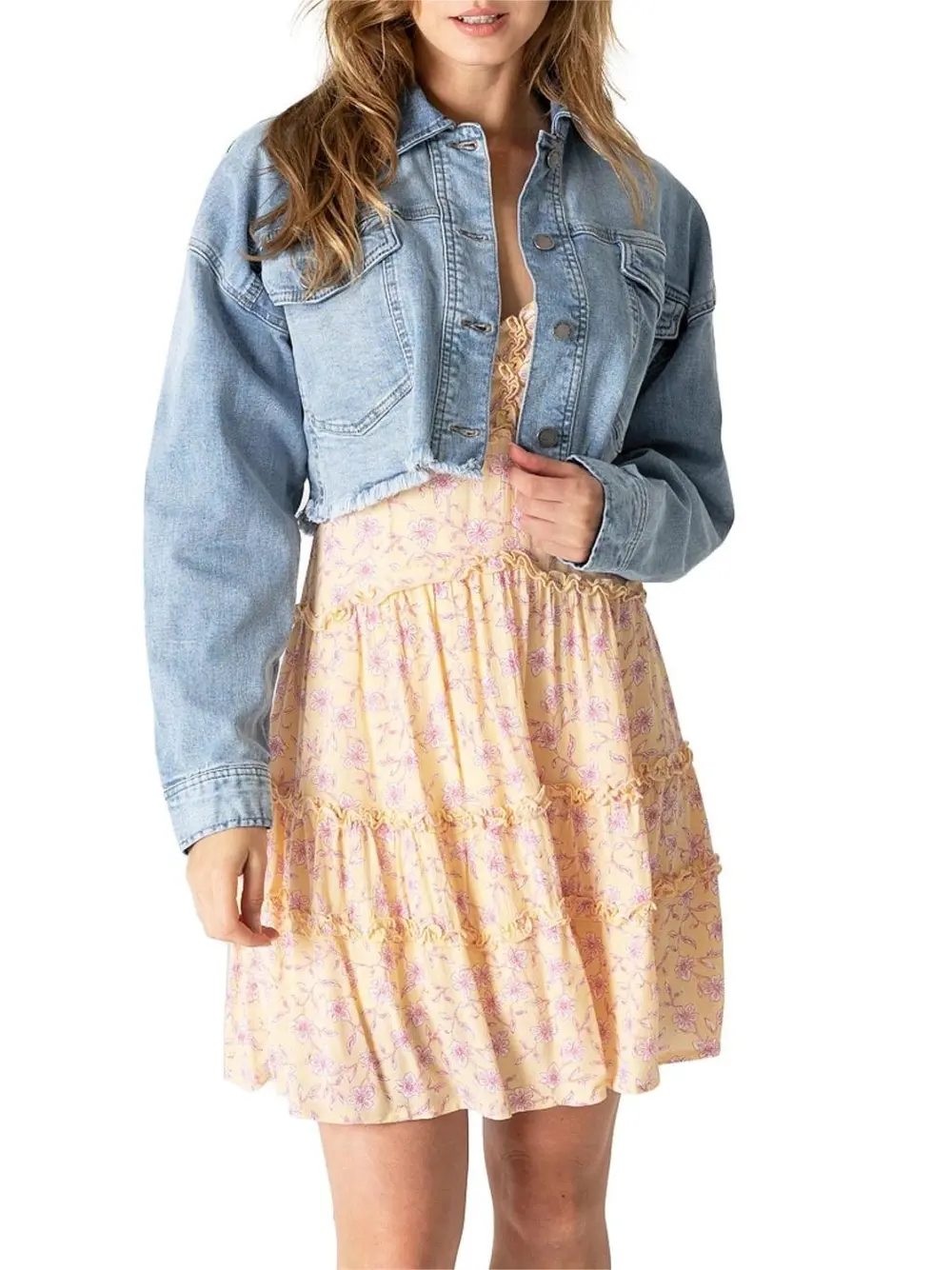 Light Blue Cropped Denim Jacket