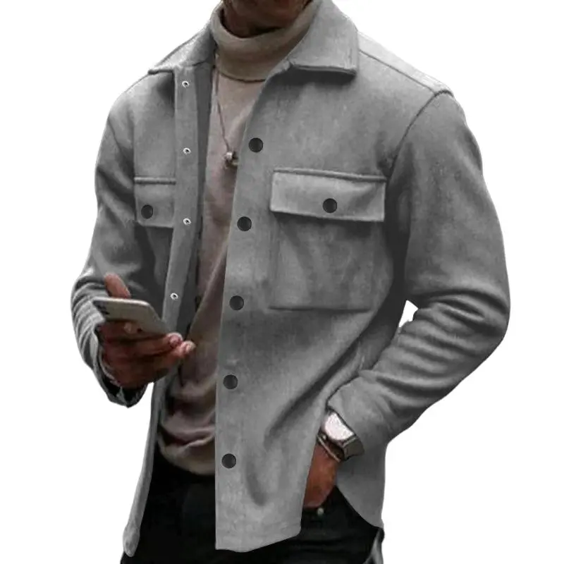 Buttoned Textured Work Jacket