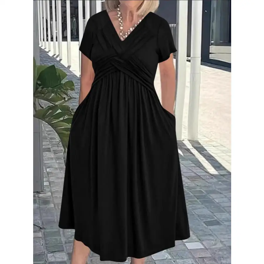 Everyday V-Neck Short Sleeve Midi Dress