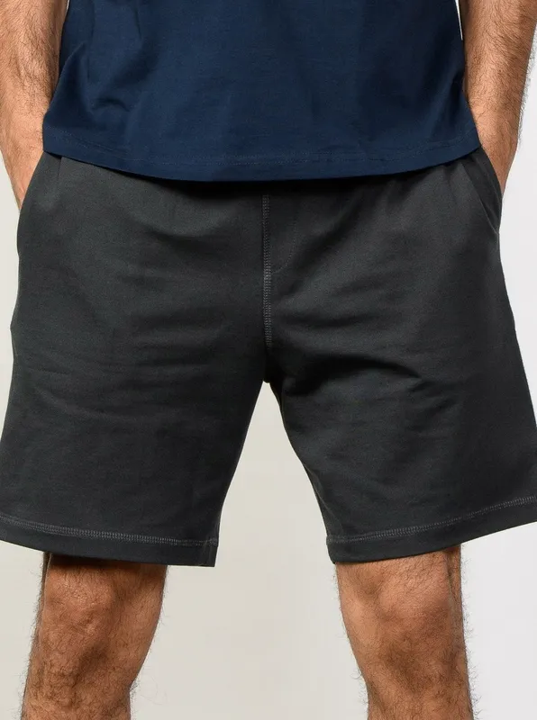Stone Gray Cotton Terry Shorts