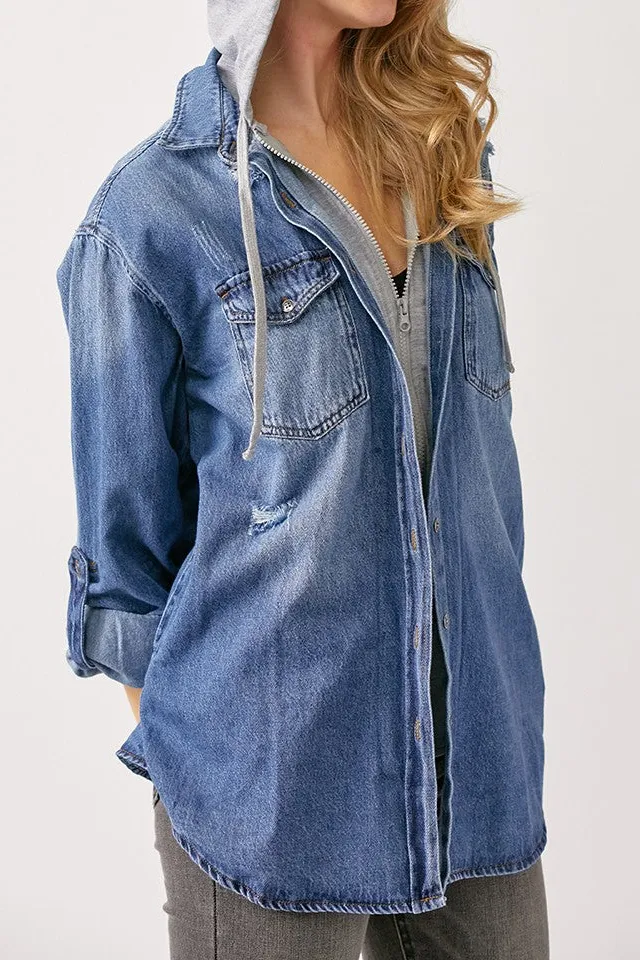 Evelyn Denim Zip Up