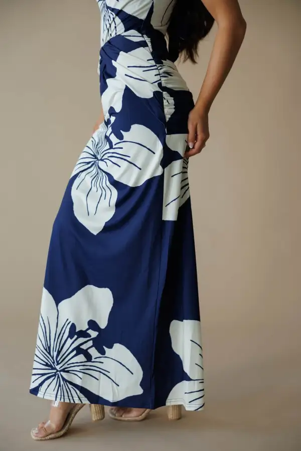 Floral Ruched Maxi Skirt