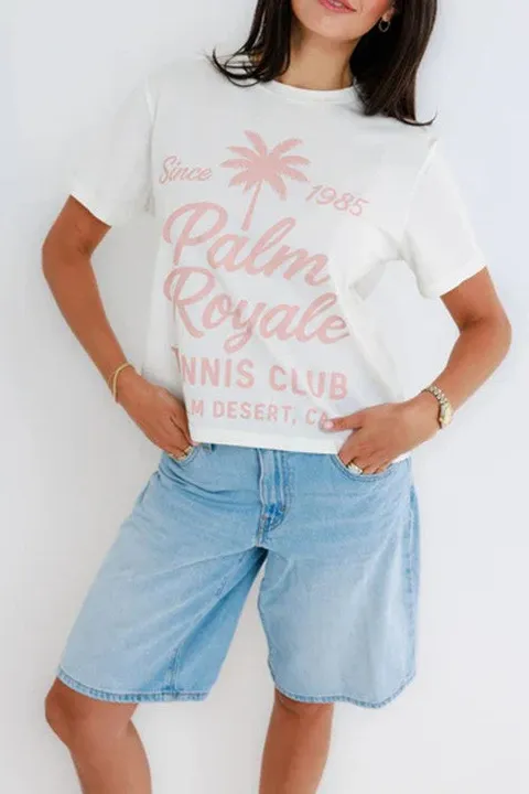 Pink Palm Royale Graphic Print Tee