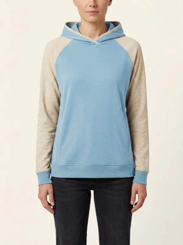 Women's Raglan Colorblock Crossover-Neck Side-Pocket Hoodie