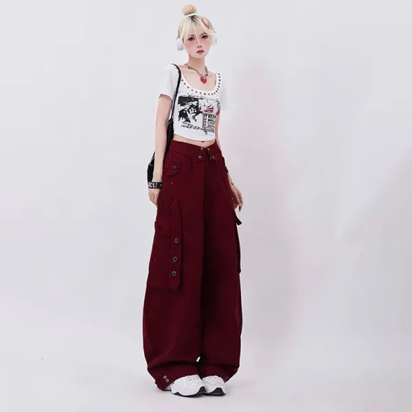 Multi Pocket Wide Leg Cargo Pants
