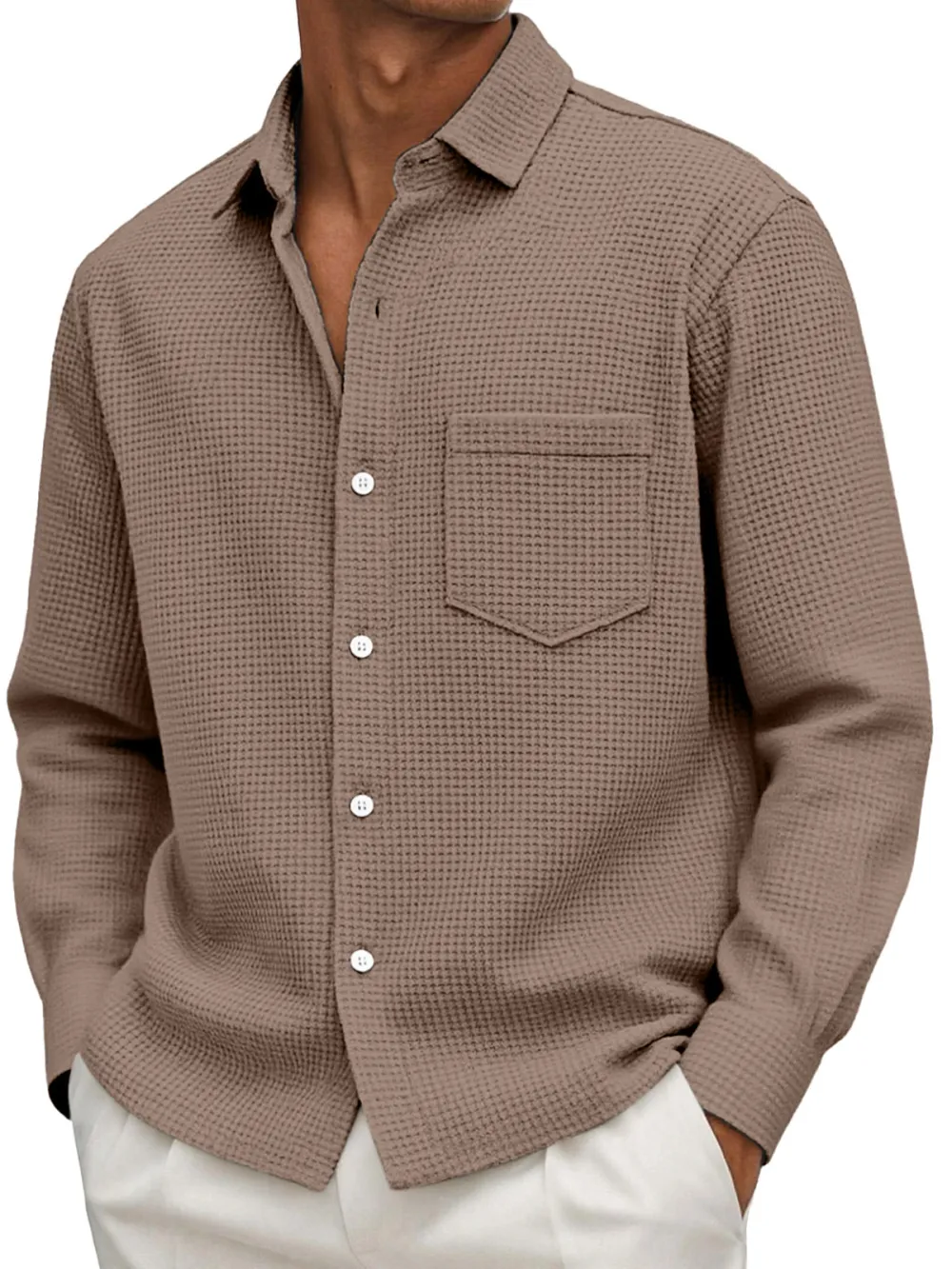 Roomy Textured Knit Pocket Shirt