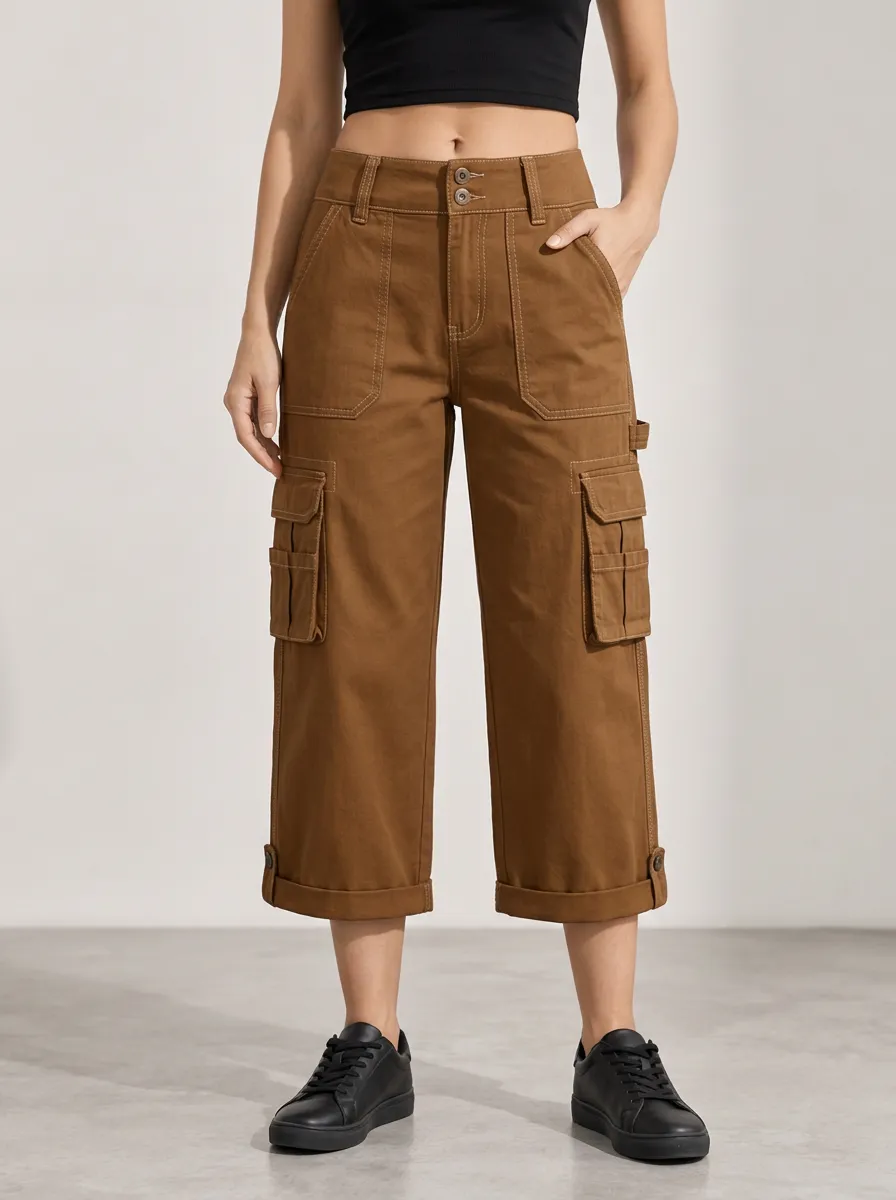 Women's Multi-Pocket Utility Off Duty Capri Pants