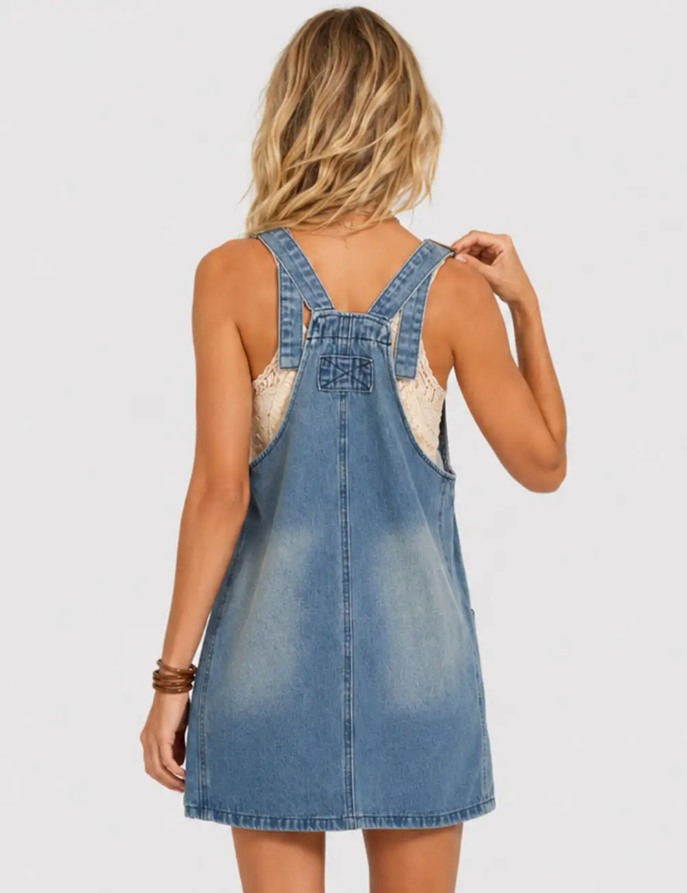 Pocket Denim Mini Overall Dress