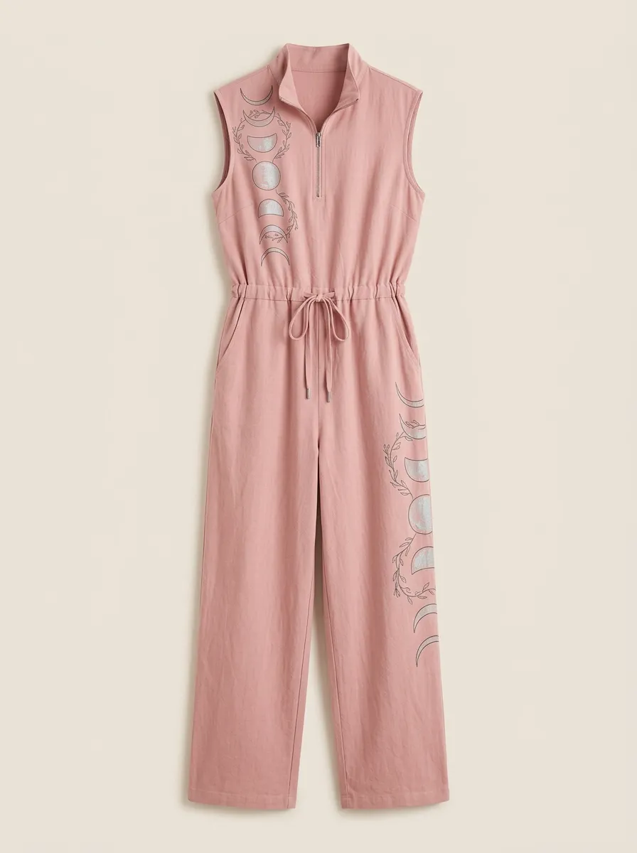 Women's Zip-Front Drawstring Jumpsuit