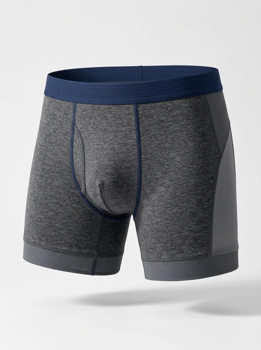 Men's Charcoal Heather Contrast Panel Boxer Briefs