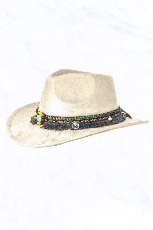 Suede Regular Cowboy Fedora Hat with Native Belt