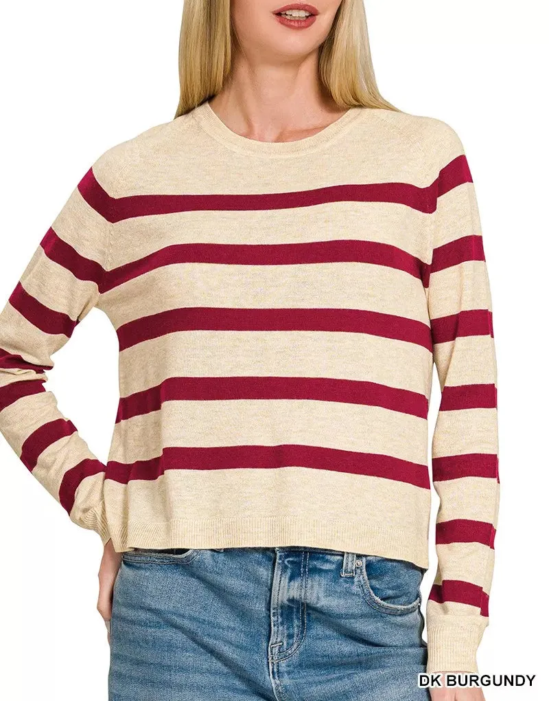 Modern Round Neck Striped Sweater