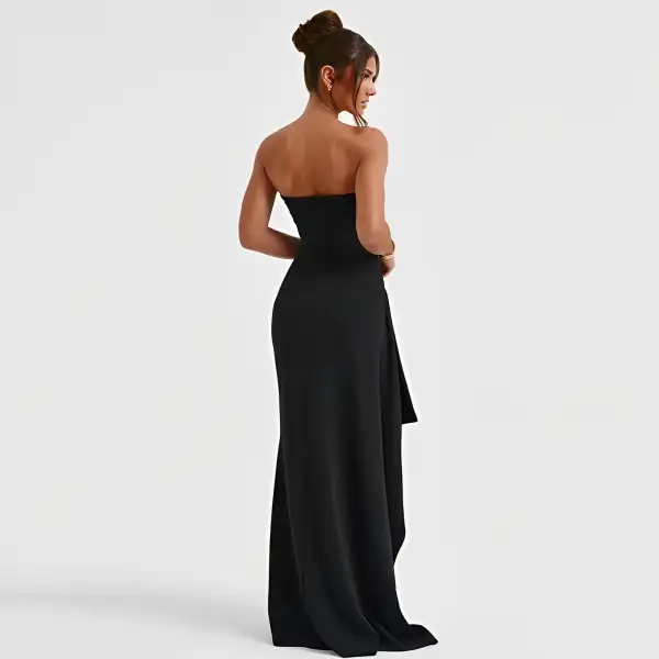  Strapless High Slit Evening Maxi Dress