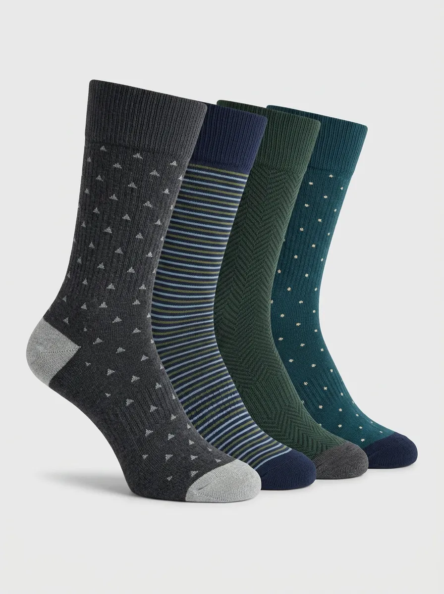 Men's Graphic-Print Four Pair Socks