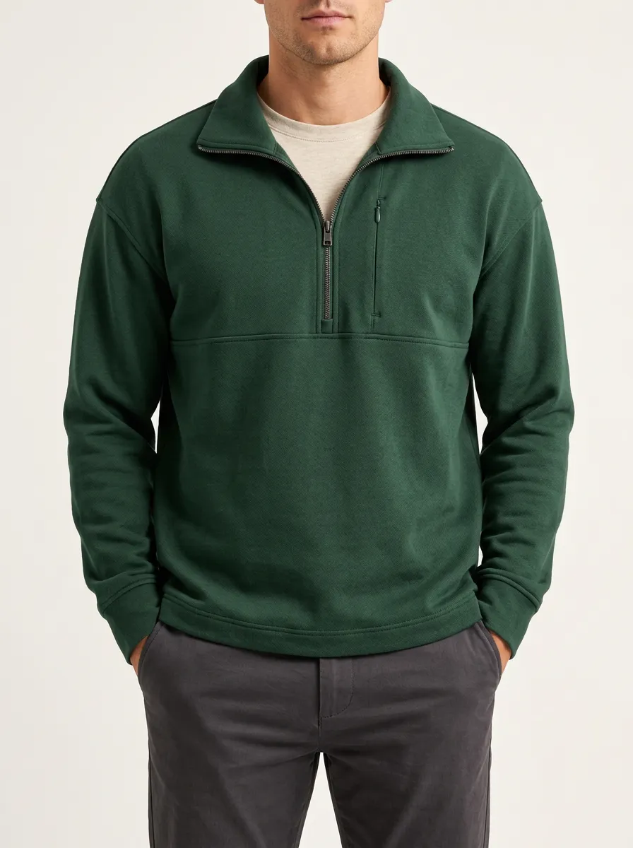 Everyday Solid Finish Quarter-Zip Sweatshirt
