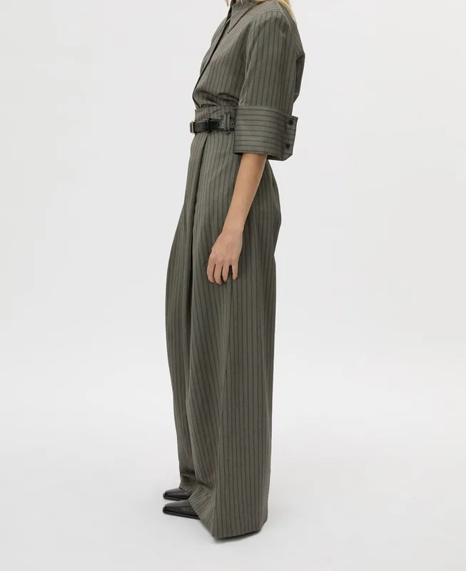 Gray Stripe Short Sleeve Striped Shirt