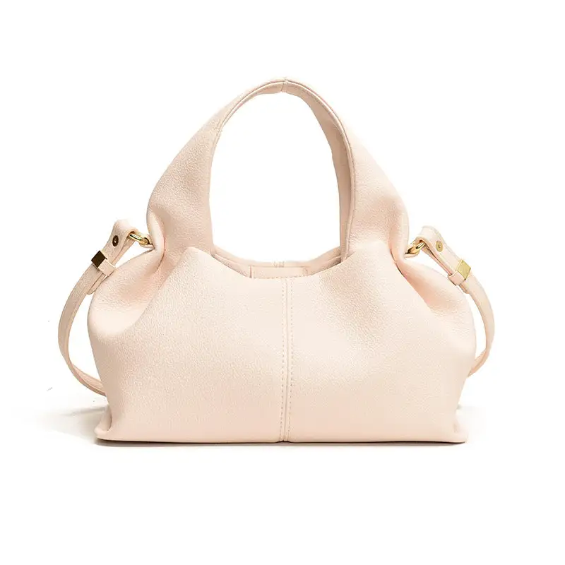 Faux Leather Pleated Dumpling Bag