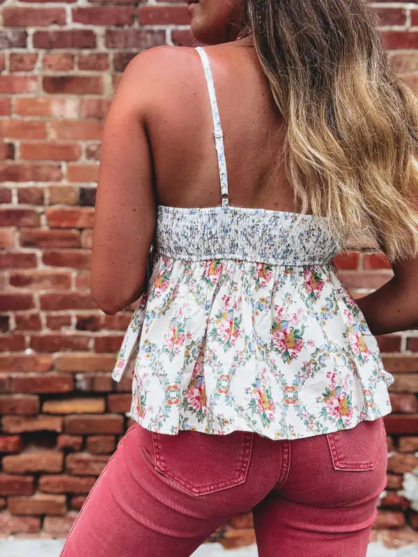 Floral Print Cropped Tank Top