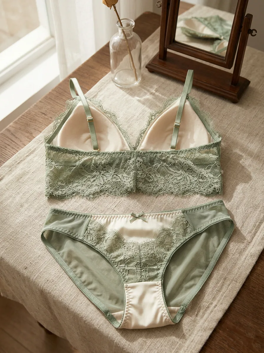 Women's Floral Lace Trimmed Lace Lingerie Set