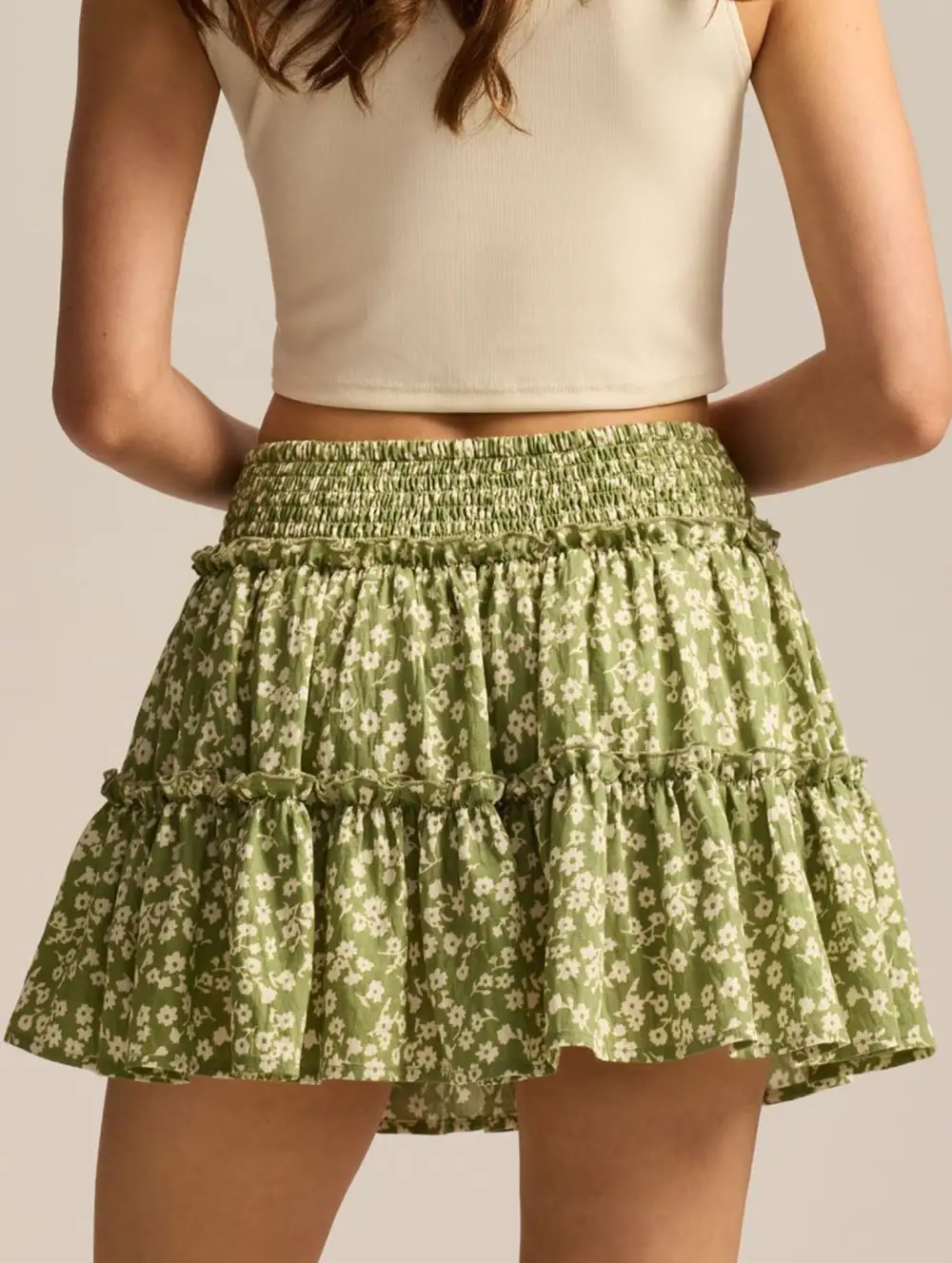 Elastic Waist Midi Skirt