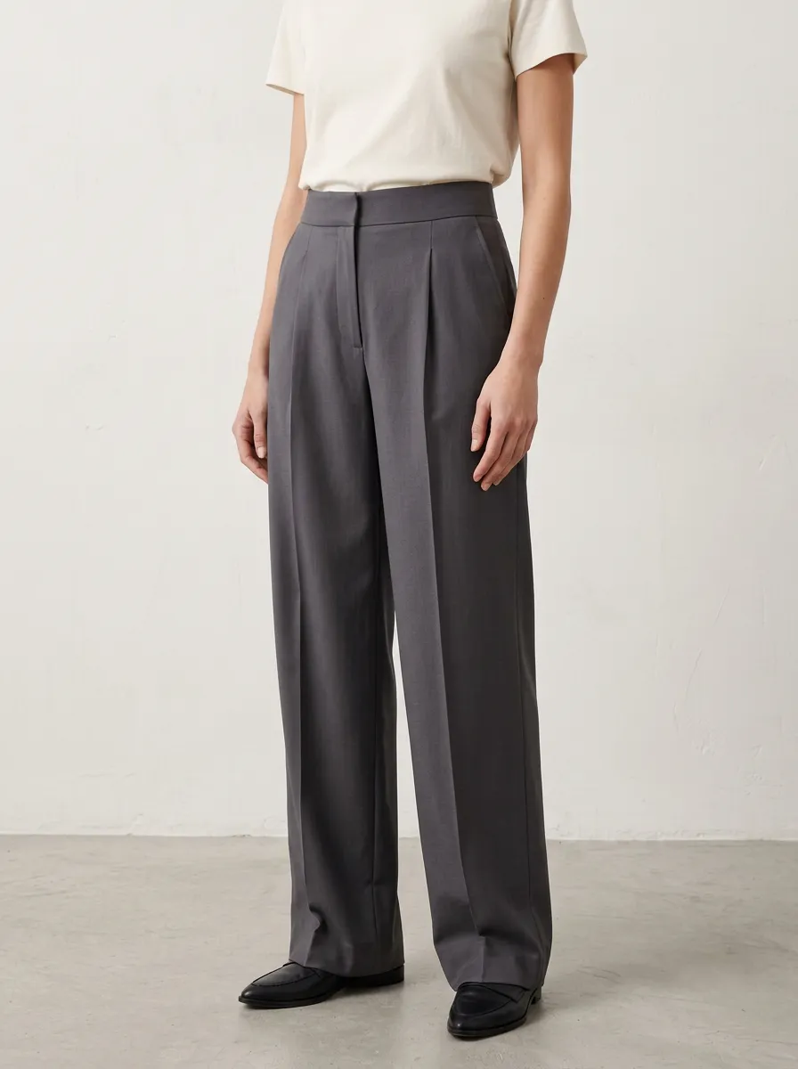 Everyday Effortless Pleated High Rise Wide Leg Trousers
