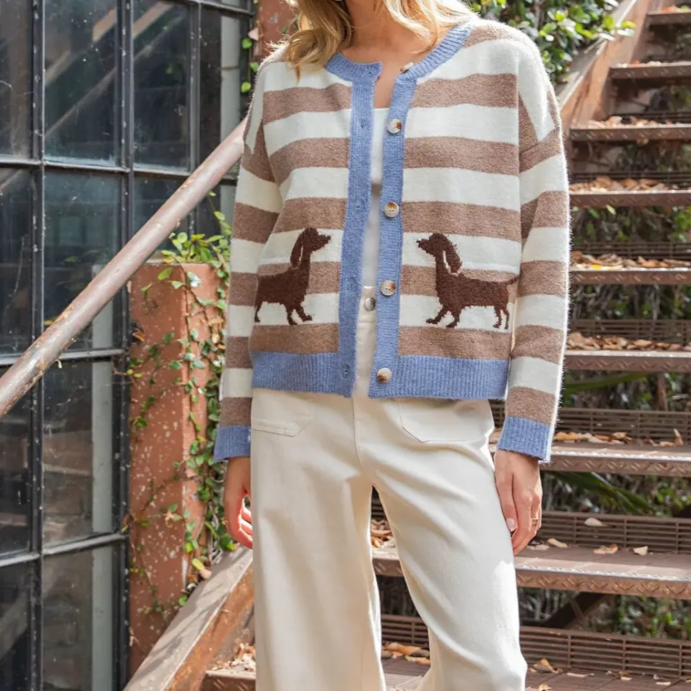 Dachshund Striped Cardigan