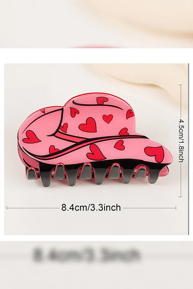 Acrylic Heart Hair Clip Set