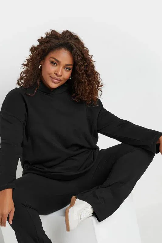 Black Oversized Long Sleeve Hoodie