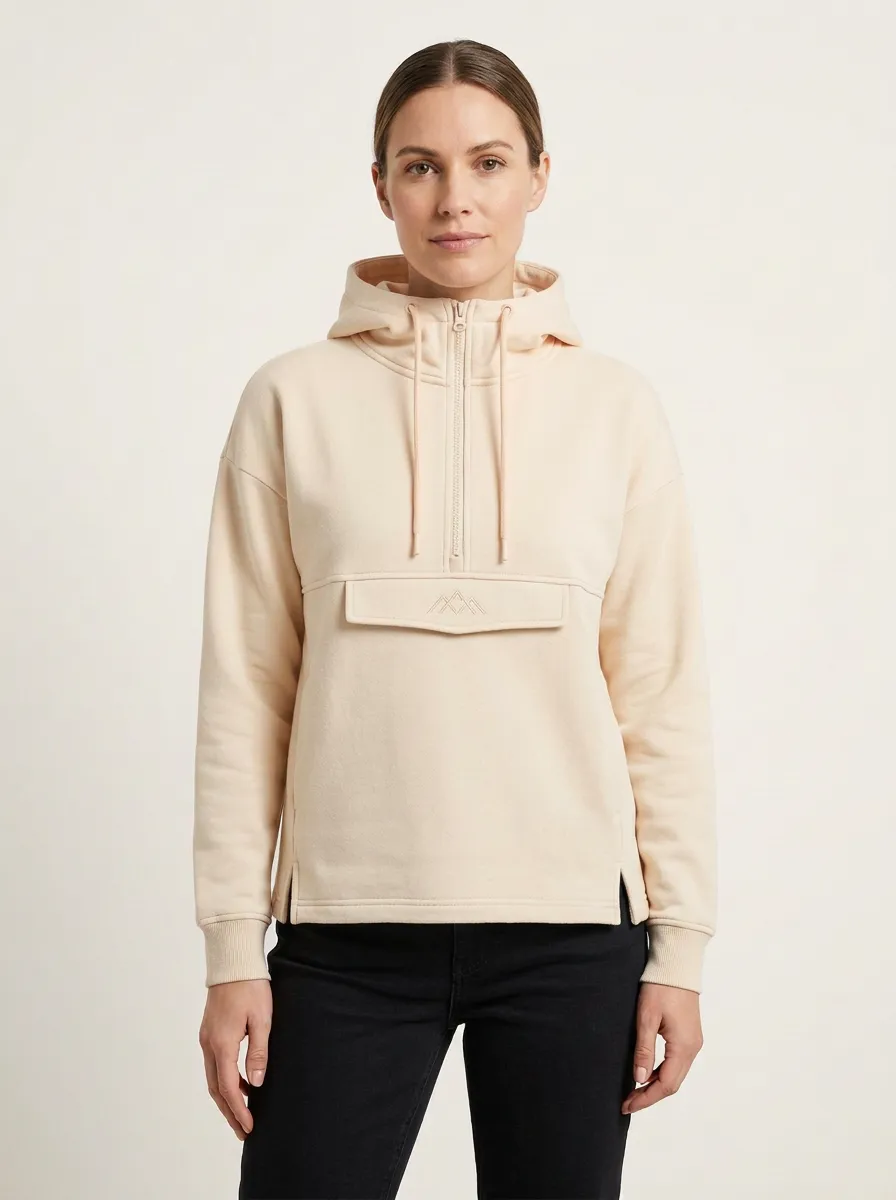 Women's Mountain-Line Half-Zip Flap-Pocket Side-Slit Hoodie