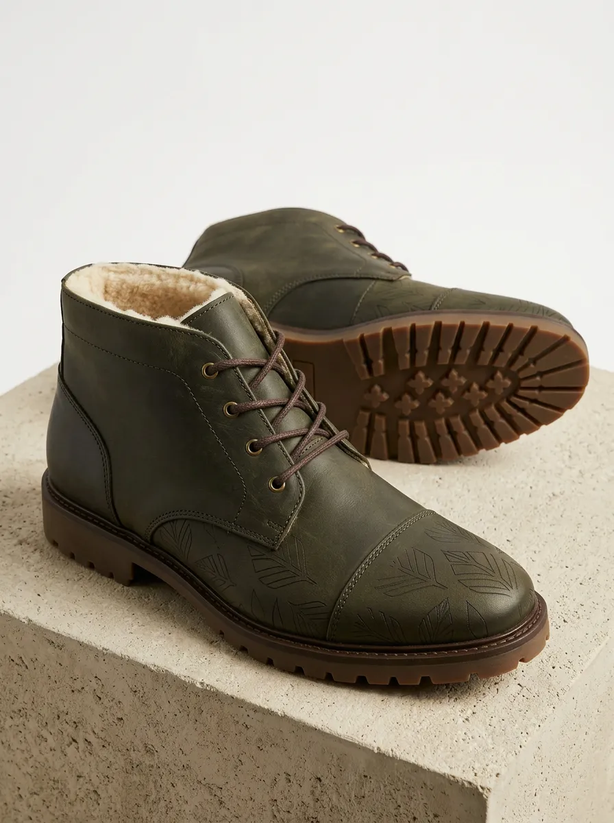 Easy-Wear Leaf Graphic Detail Unisex Warm Boots