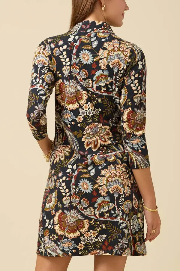 Multi Color Floral Print Shirt Dress