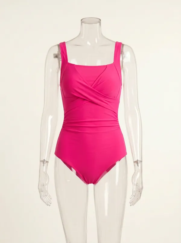 Crisscross Ruched One-Piece Swimsuit