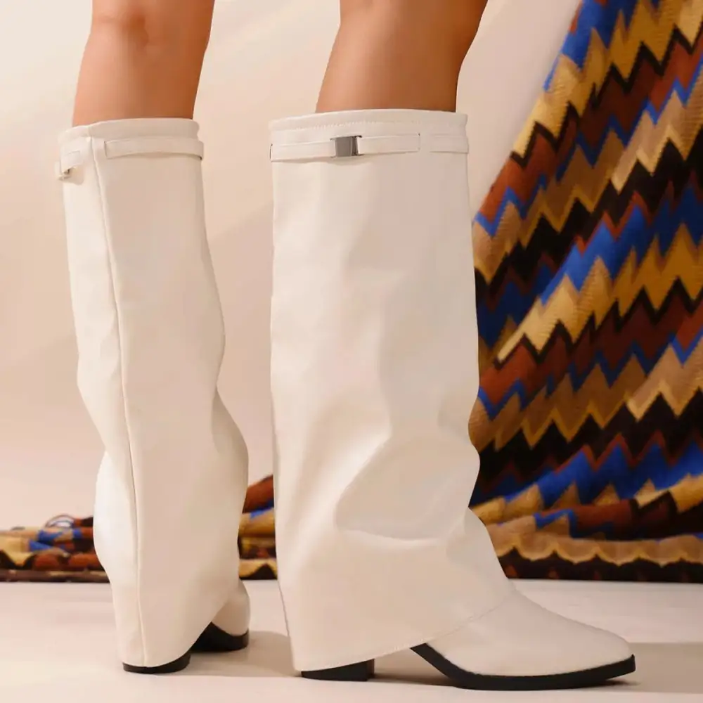 Weekend Point Toe Block Heels Boots