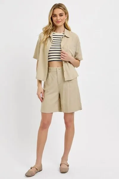 Easygoing High Rise Pleated Front Shorts
