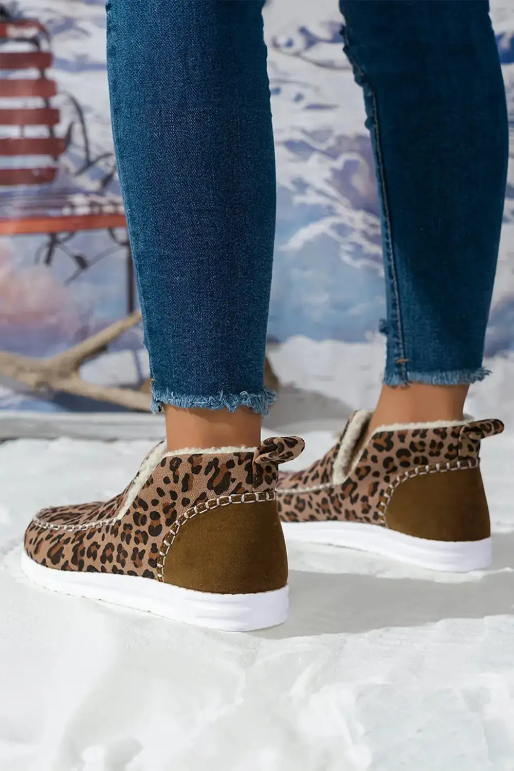 Warm Leopard Fleece Lined Boots
