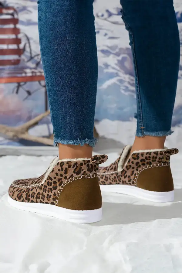 Warm Leopard Fleece Lined Boots