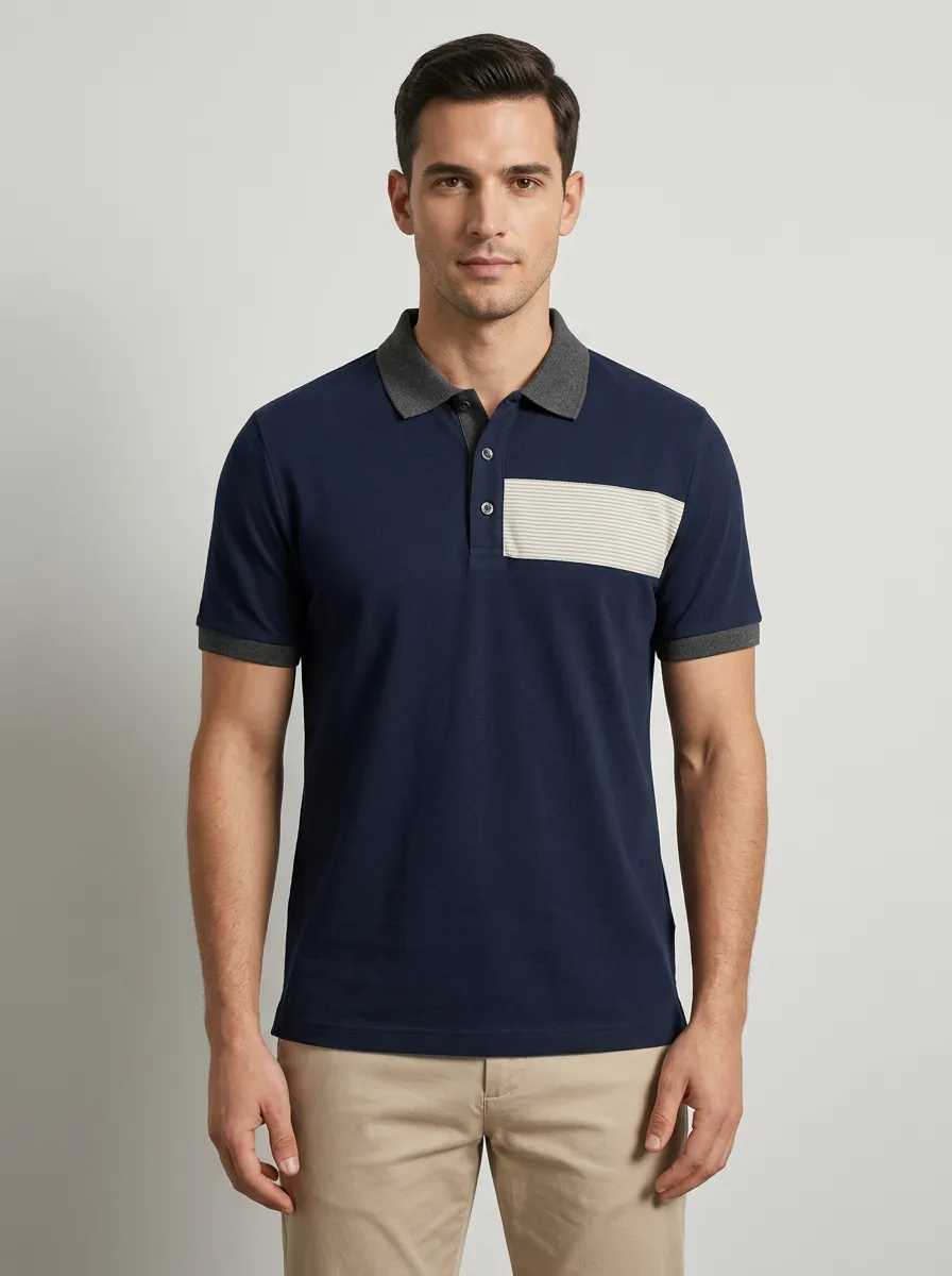 Men's Classic Comfort Pocket Detail Printed Polo Shirt